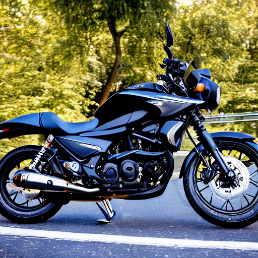 013_a black motorcycle is parked by the side of the road.png